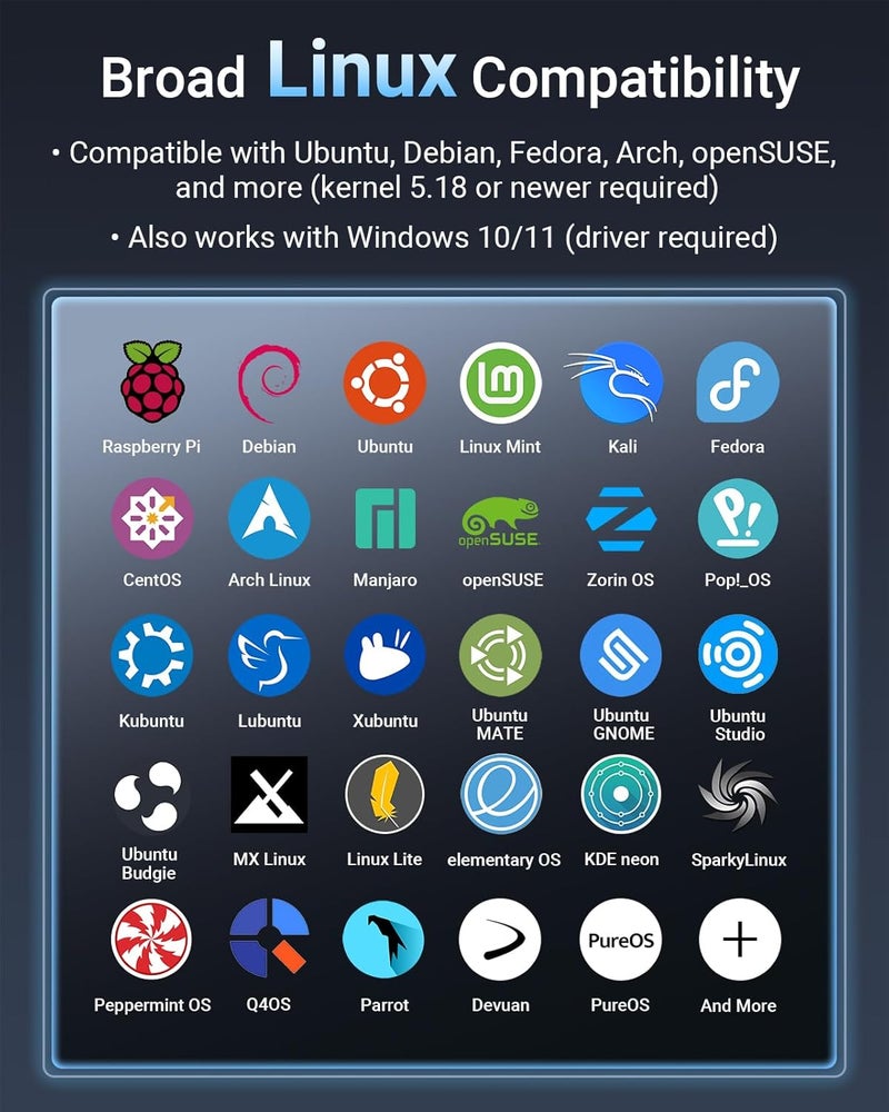 BrosTrend AXE3000 Tri-Band Linux WiFi Adapter Plug & Play for Ubuntu, Fedora, Mint, Debian, Arch, Kali, Manjaro, openSUSE, Raspberry Pi OS etc. Linux USB WiFi Adapter for PC, WiFi-6E 6GHz /5GHz/2.4GHz - Image 3